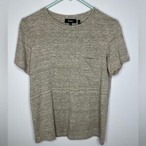 Theory Easy Pocket Tee Flex Linen Short Sleeves size 0 Grey